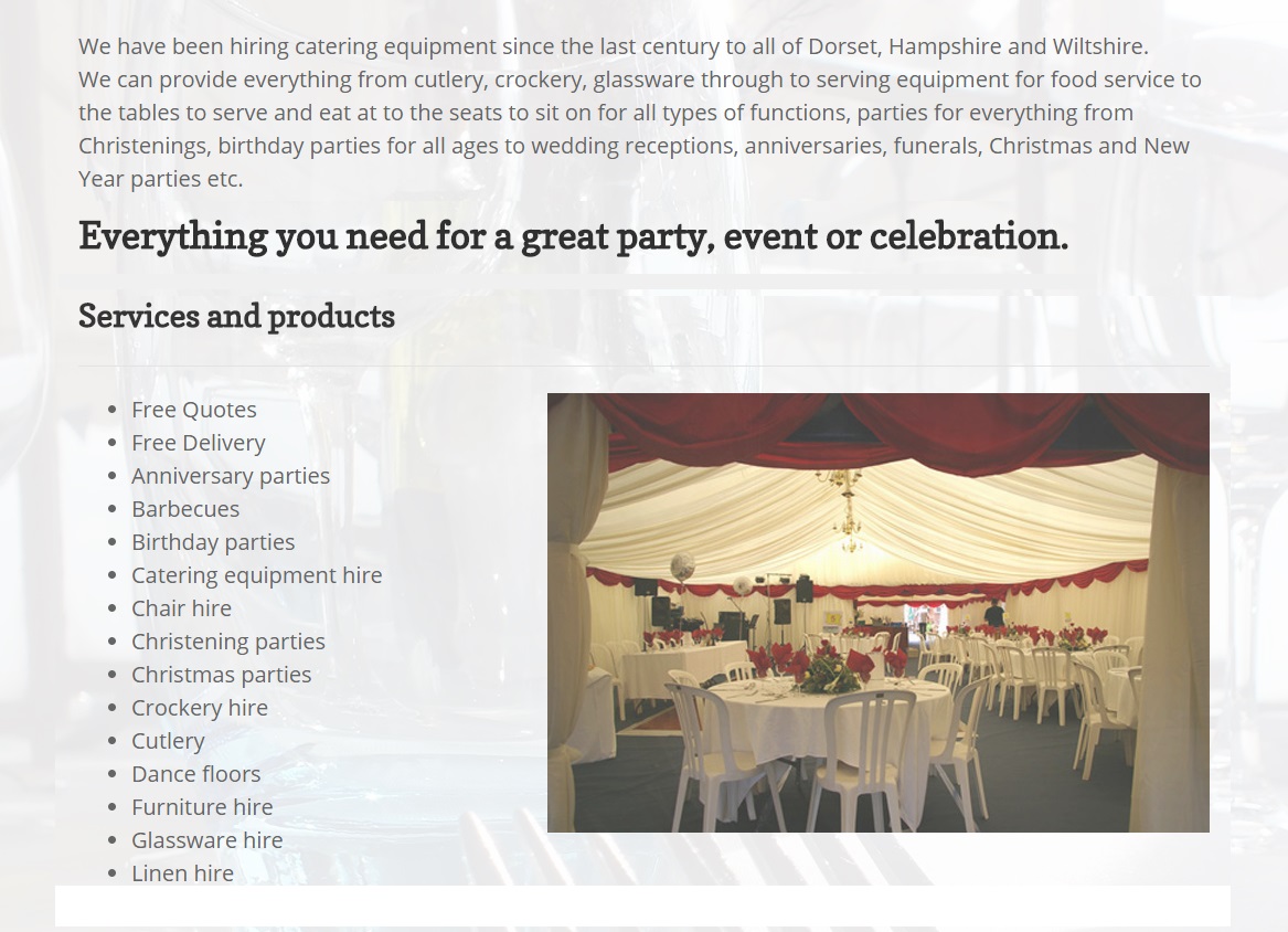 Catering And Event Equipment Hire Dorset National