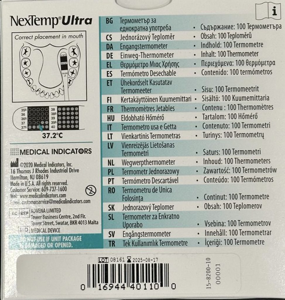 NexTemp Ultra Disposable Thermometers