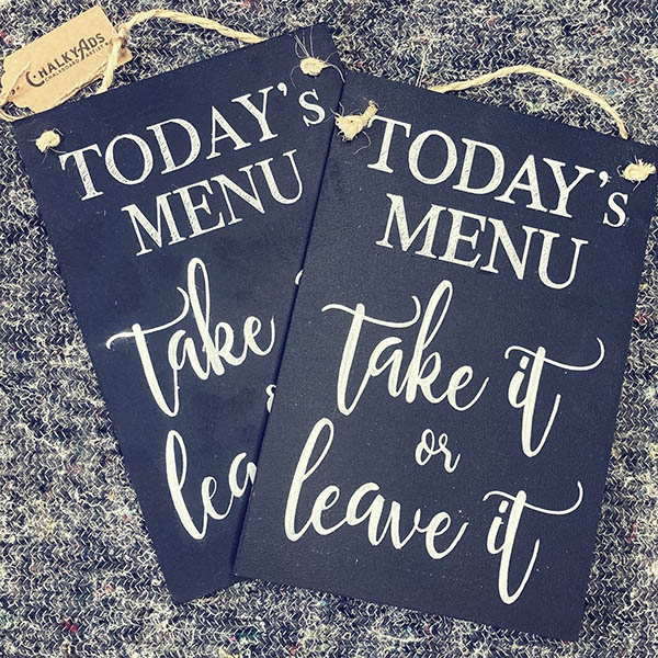 Hand-painted kitchen hanging signs