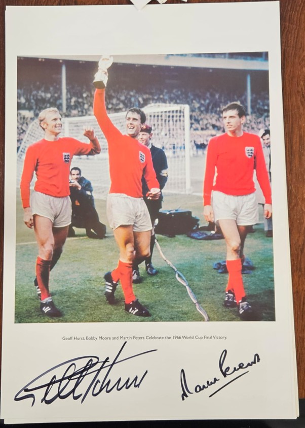 Geoff Hurst Bobby Moore and Martin Peters Celebrate the 1966 World Cup Final Victory 5