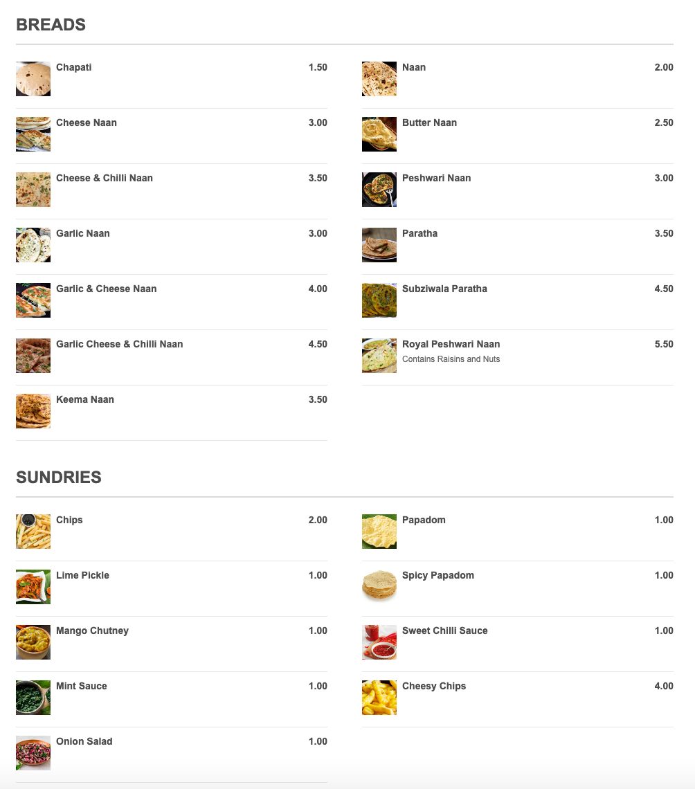 DELICIOUS INDIAN QUISINE - CHECK OUT THIS TAKEAWAY MENU!